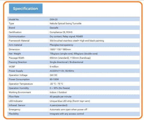 DSN20 Swing Gate Datasheet