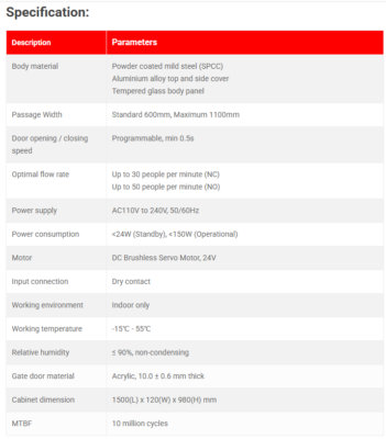 Cửa NEO Swing Barrier MAG SPG431 11 Cửa Neo Swing Barrier MAG SPG431 Datasheet